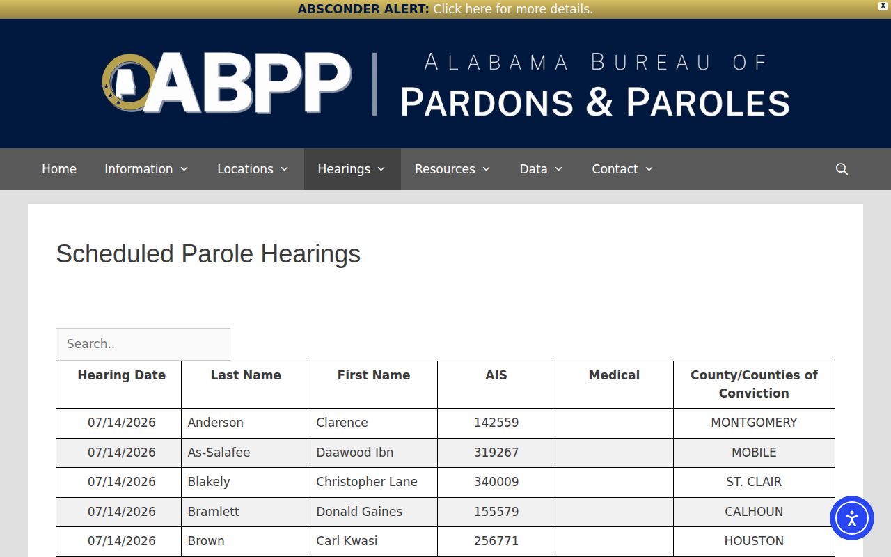 Madison County parole and probation scheduled parole hearings source