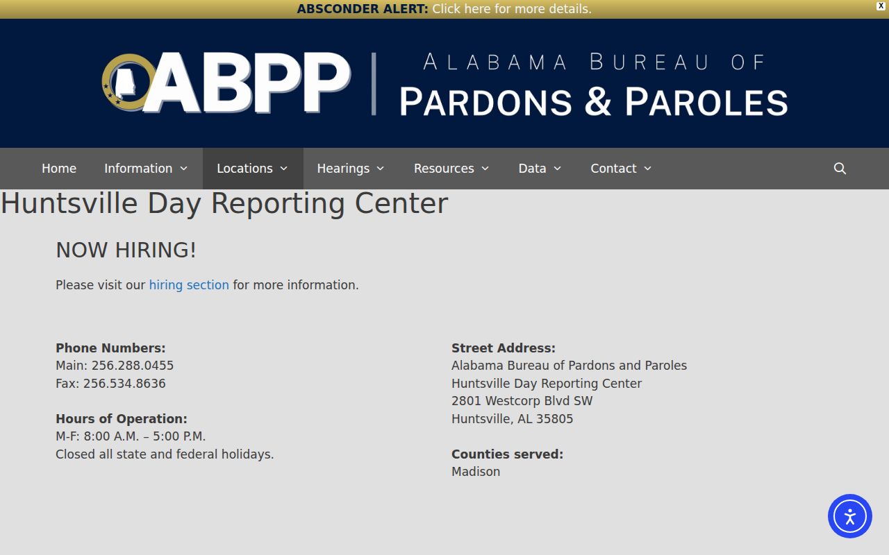 Madison County probation and parole Huntsville Day Reporting Center resource
